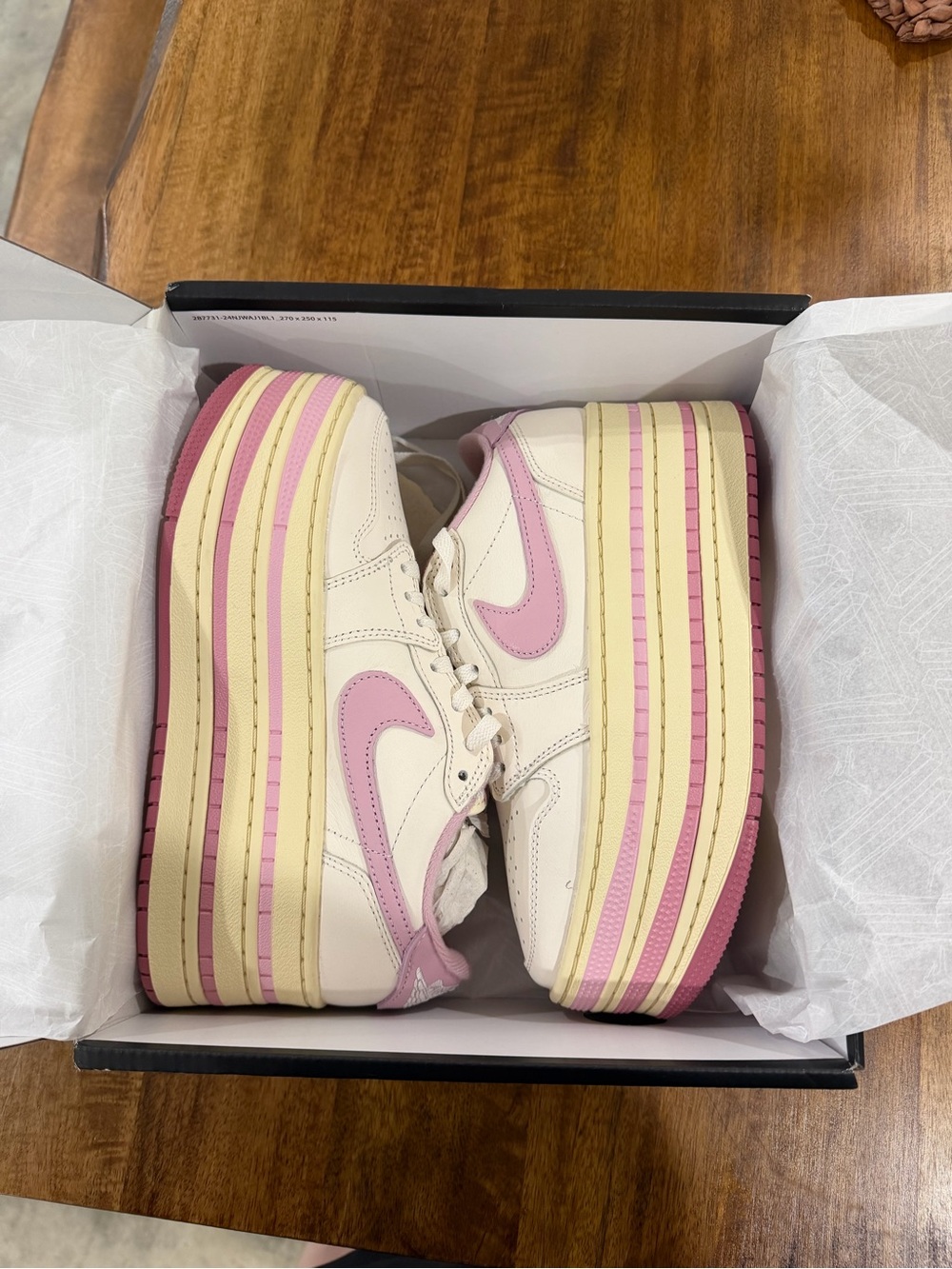 Jordan Platform Sneakers in Cream and Pink with Yellow Accents